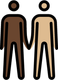 men holding hands: dark skin tone, medium-light skin tone emoji