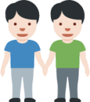 men holding hands: light skin tone emoji