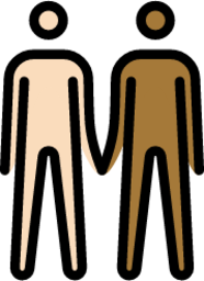 men holding hands: light skin tone, medium-dark skin tone emoji
