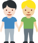 men holding hands: light skin tone, medium-light skin tone emoji