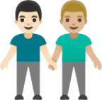men holding hands: light skin tone, medium-light skin tone emoji