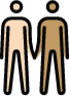 men holding hands: light skin tone, medium skin tone emoji