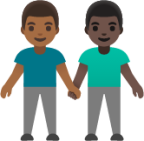 men holding hands: medium-dark skin tone, dark skin tone emoji