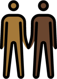 men holding hands: medium-dark skin tone, dark skin tone emoji
