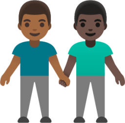 men holding hands: medium-dark skin tone, dark skin tone emoji