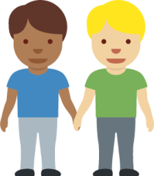 men holding hands: medium-dark skin tone, medium-light skin tone emoji