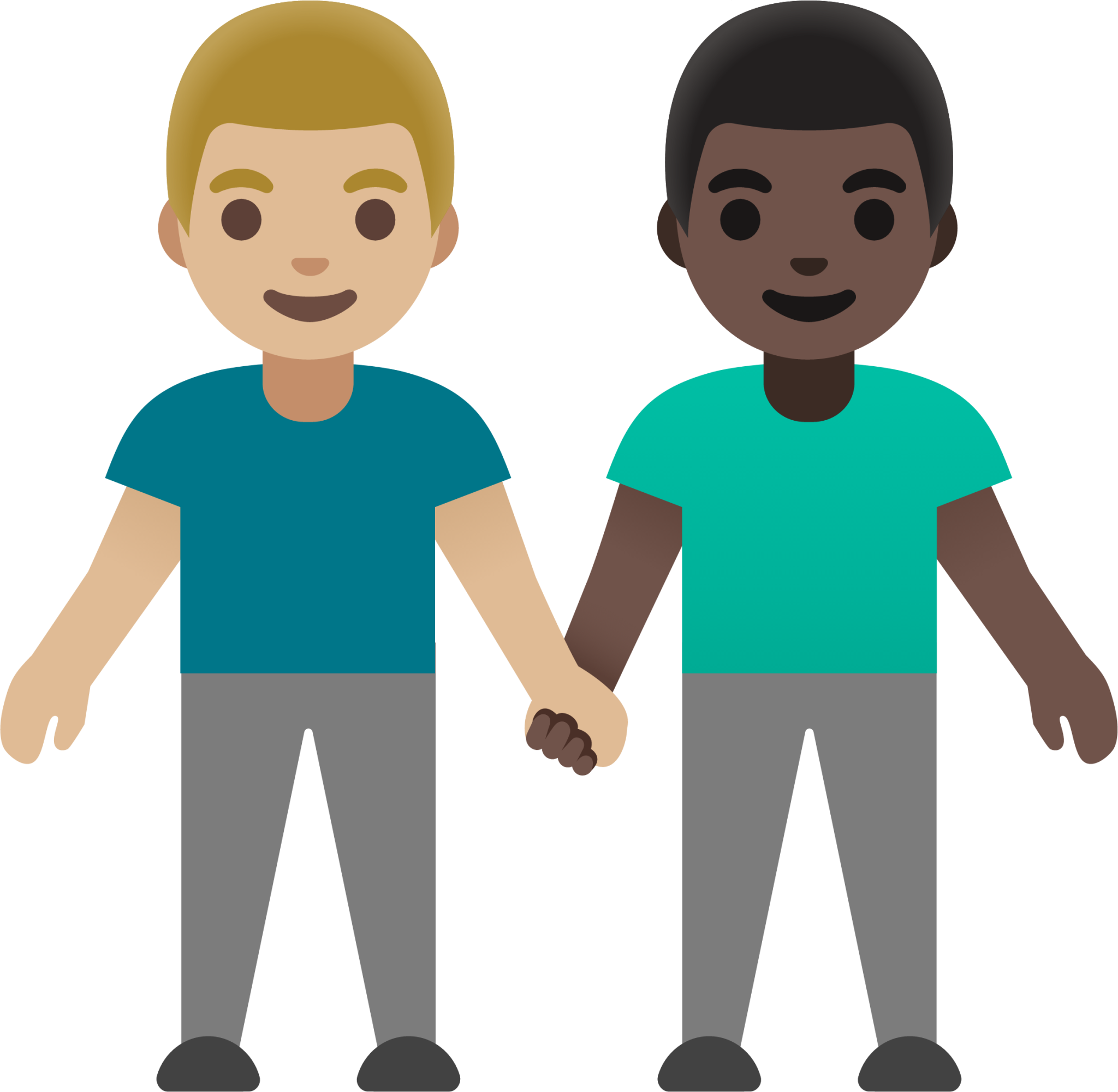 men holding hands: medium-light skin tone, dark skin tone emoji