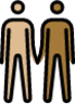 men holding hands: medium-light skin tone, medium-dark skin tone emoji