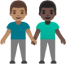 men holding hands: medium skin tone, dark skin tone emoji
