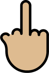 middle finger: medium-light skin tone emoji