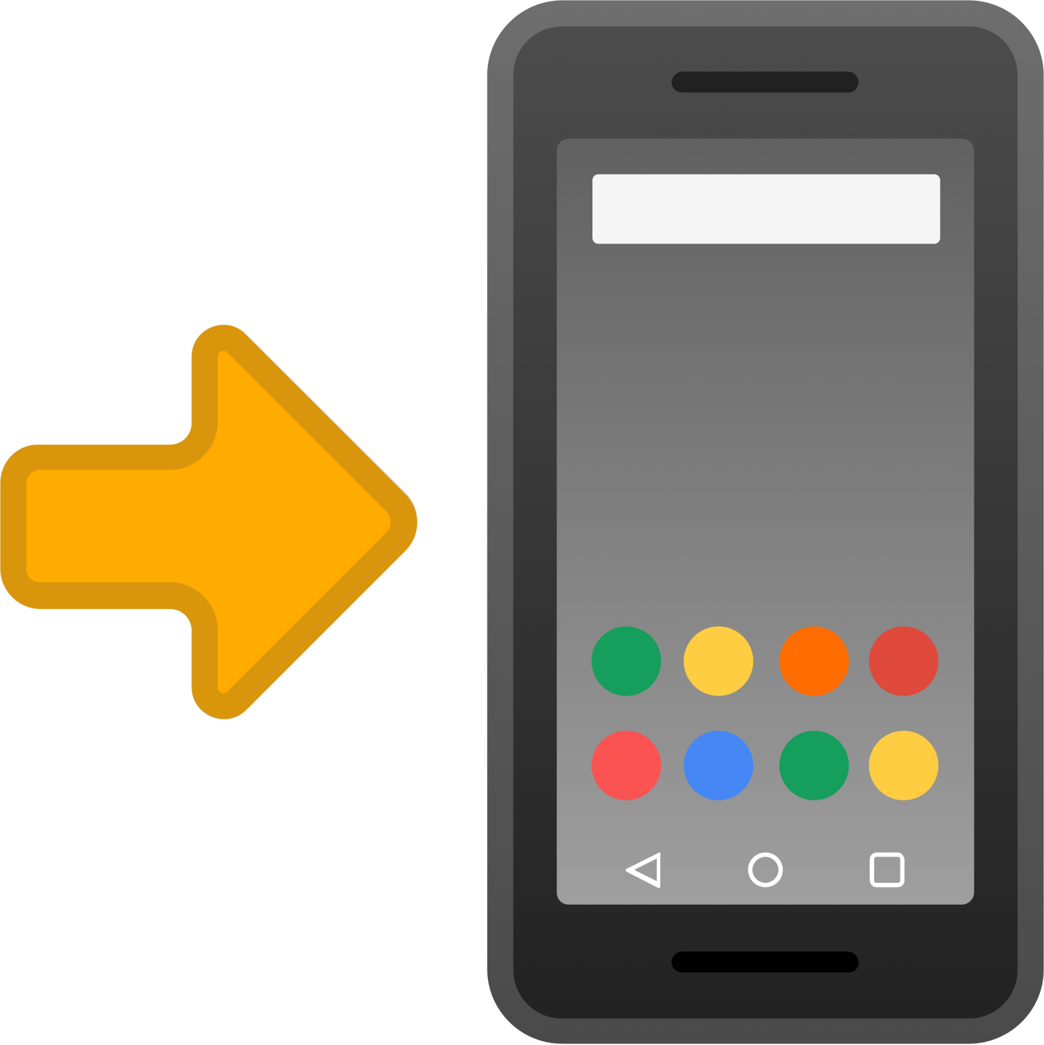 mobile phone with arrow emoji
