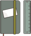 moleskine notebook ruler work office illustration