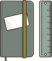 moleskine notebook ruler work office illustration