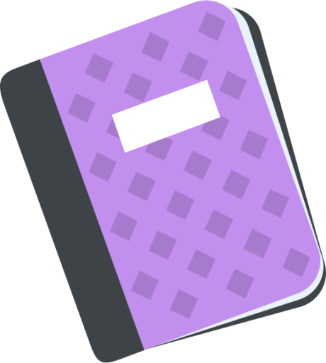notebook with decorative cover emoji