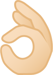 OK hand: light skin tone emoji