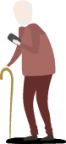 old person with cane and phone illustration