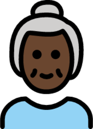 old woman: dark skin tone emoji