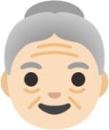 old woman: light skin tone emoji