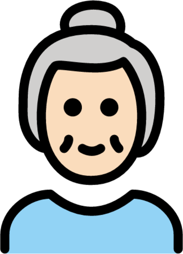 old woman: light skin tone emoji