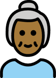 old woman: medium-dark skin tone emoji
