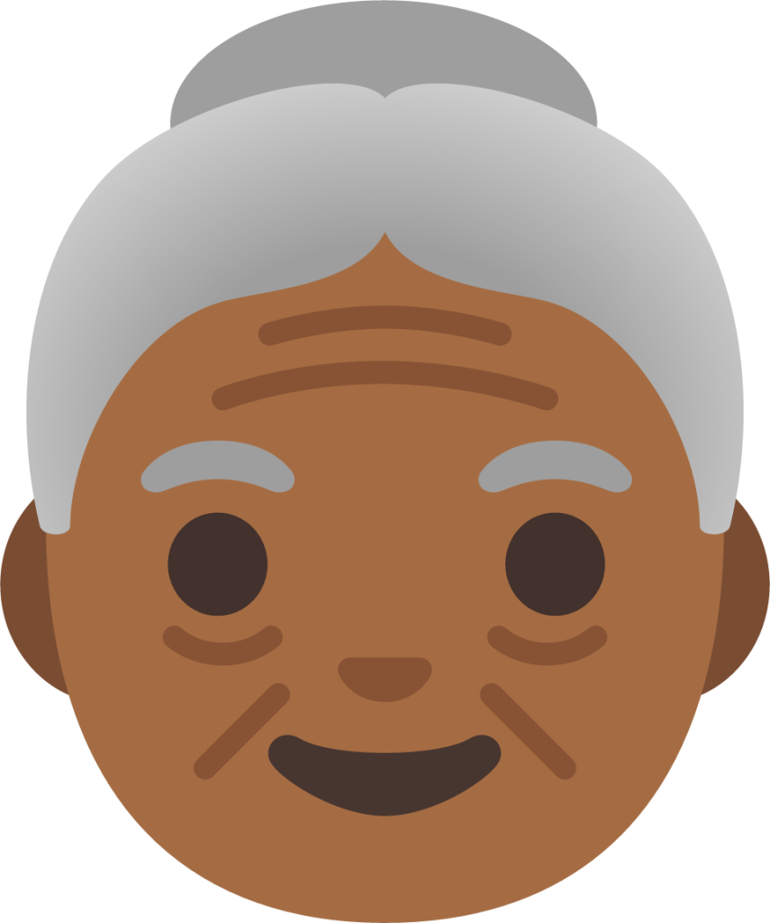 old woman: medium-dark skin tone emoji