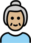 old woman: medium-light skin tone emoji