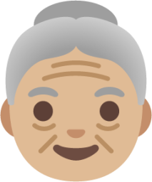 old woman: medium-light skin tone emoji
