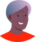 older person smile dark skin red shirt illustration