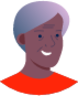 older person smile dark skin red shirt illustration