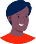 older person smile red shirt illustration