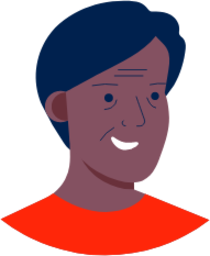 older person smile red shirt illustration
