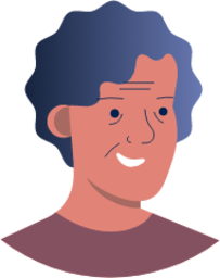 older person spiky hair with smile illustration