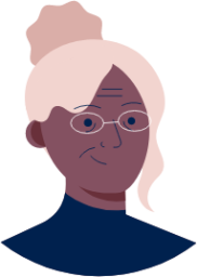 older person with glasses and blonde hair illustration