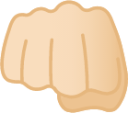 oncoming fist: light skin tone emoji