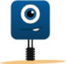 one eye cute smile robot monster icon