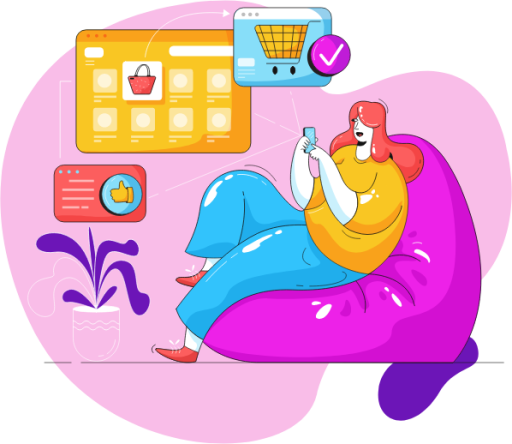 online shop shopping ecommerce commerce woman illustration