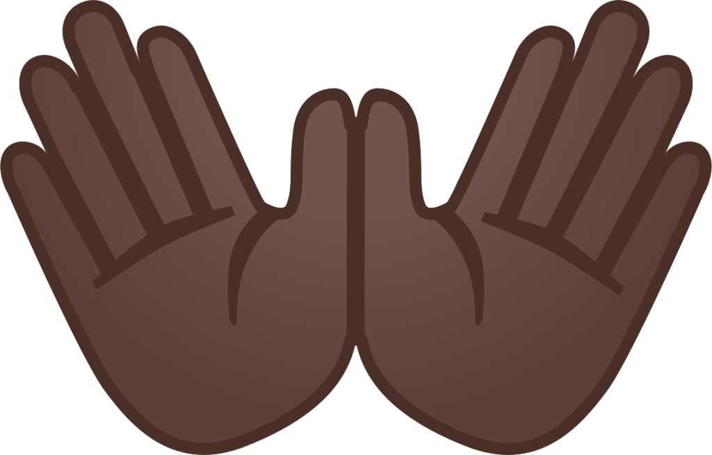 open hands: dark skin tone emoji