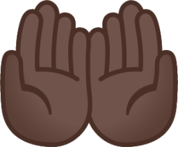 palms up together: dark skin tone emoji