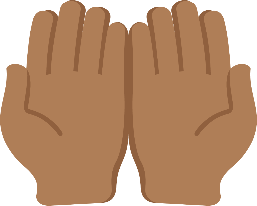 palms up together: medium-dark skin tone emoji