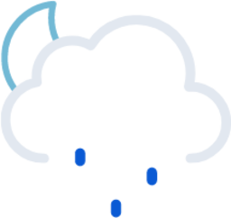 partly cloudy night drizzle icon