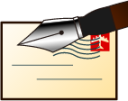 pen over stamped envelope emoji