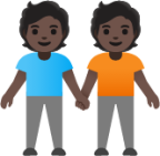 people holding hands: dark skin tone emoji