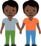 people holding hands: dark skin tone emoji