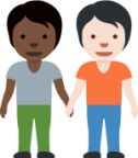 people holding hands: dark skin tone, light skin tone emoji