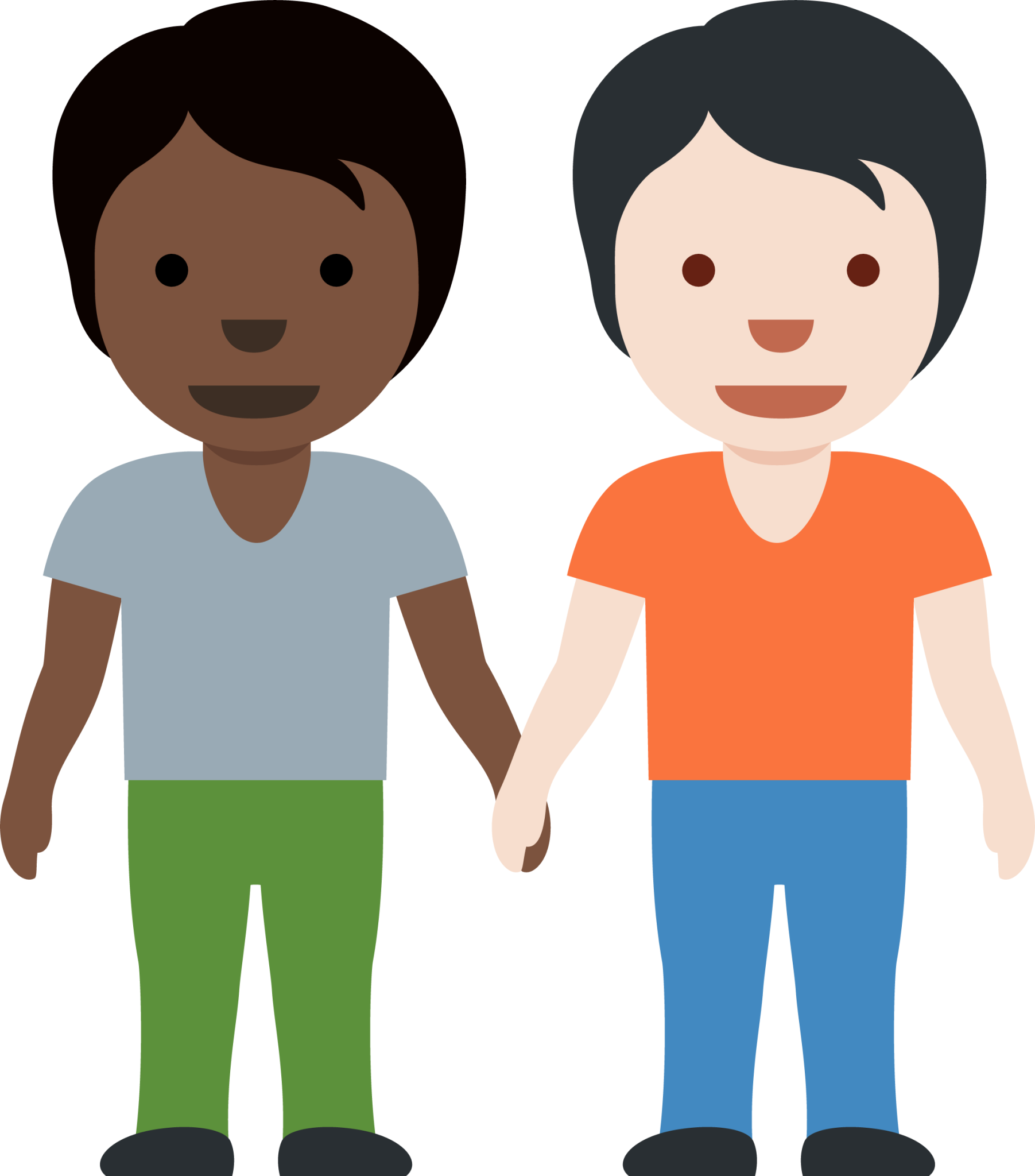 people holding hands: dark skin tone, light skin tone emoji