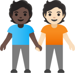 people holding hands: dark skin tone, light skin tone emoji