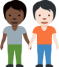 people holding hands: dark skin tone, light skin tone emoji