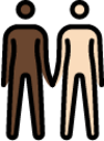 people holding hands: dark skin tone, light skin tone emoji