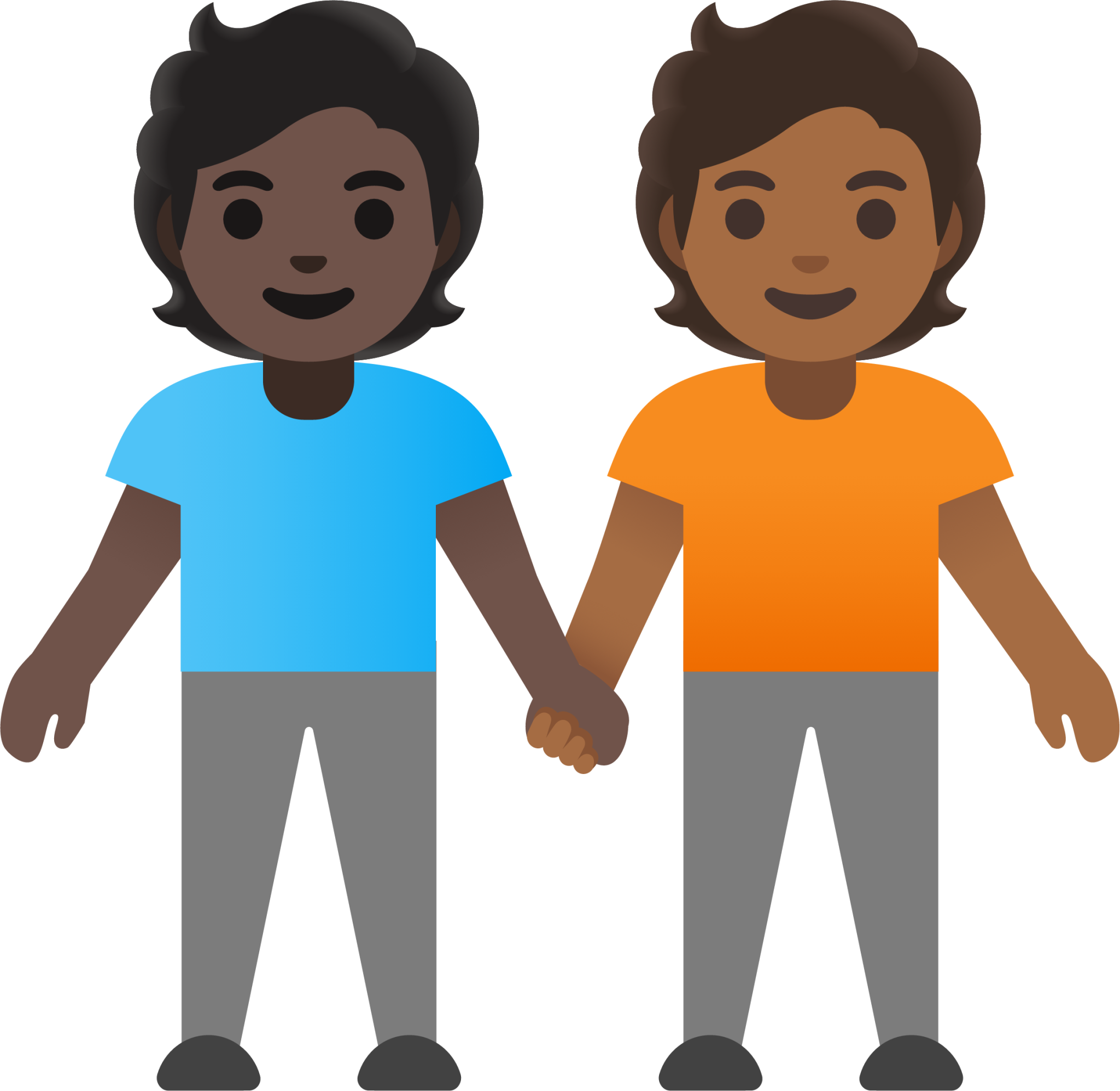 people holding hands: dark skin tone, medium-dark skin tone emoji