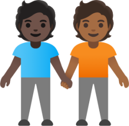 people holding hands: dark skin tone, medium-dark skin tone emoji